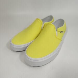 Vans Asher Neon Yellow/White Style VN032QM097 Canvas Slip-on Women's Size 8